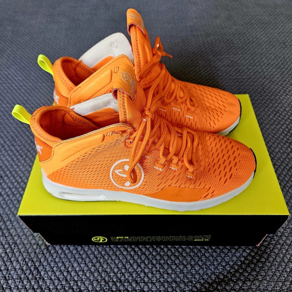 Orange and White Zumba Sneakers Size 7